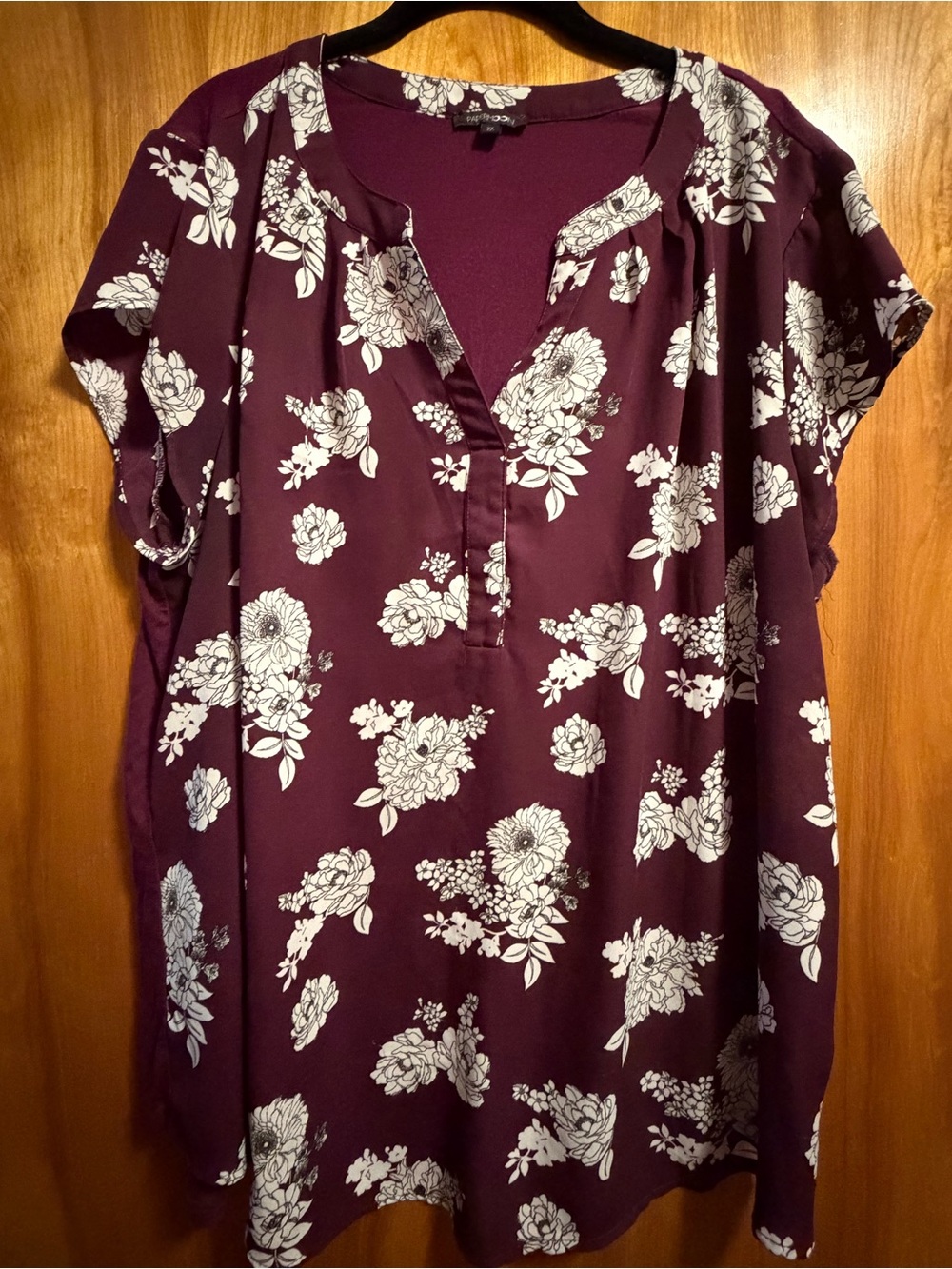Papermoon Purple Floral Split-Neck Shirt